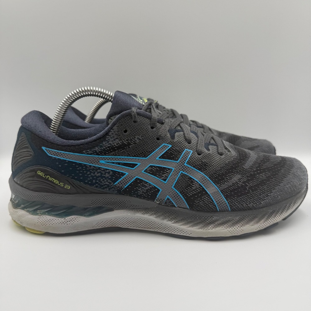 Asics Gel-Nimbus 23 Running Shoes Grey Blue Mens Size 9.5 Wide 1011B005 Sneakers